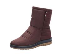 Generisch Women's Snow Boots, Lined Winter Boots, Flat Snow Boots, Warm Ankle Boots, Platform Slip-On Boots, Plain Centre Tube Boots, Non-Slip Women's Boots, Plush Boots, Flock Boots, brown, 2/2.5 UK