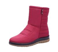 Generisch Women's Snow Boots, Lined Winter Boots, Flat Snow Boots, Warm Ankle Boots, Platform Slip-On Boots, Plain Centre Tube Boots, Non-Slip Women's Boots, Plush Boots, Flock Boots, red, 2/2.5 UK