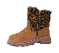 Generisch Women's Snow Boots, Plain Elegant Slip-On Shoes, Winter Slip-On Boots, Warm Lined Winter Shoes, Winter Boots, Low Heel Boots, Autumn Ankle Boots, 01 Khaki, 5.5 UK