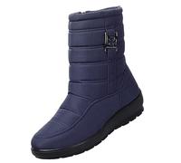 Generisch Women's Snow Boots Warm Lined Shoes Women Comfortable Slip-On Shoes Soft Leather Winter Shoes Cuddly Thermal Boots Classic Non-Slip Outdoor Shoes for Winter Walks, blue, 8.5 UK