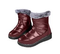 Generisch Women's Snow Boots Waterproof Lined - Winter Ankle Boots Women's Elegant Slip-On Boots Warm Winter Boots with Wedge Heel Women's Boots Half Shaft Thermal Boots Outdoor Winter Shoes, red, 4