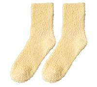 Generisch Women's Socks 39-42 Black Soft Fluffy Winter Cosy Slipper Socks, Cute Plush Warm Sleeping Socks for Christmas, Valentine's Day, Gifts, 2 Pairs Socks Sneaker Women, yellow, One Size