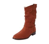 Generisch Women's Solid Square Heels Lace-Up Short Booties Round Toe Ankle Boots, Bw2, 10 UK