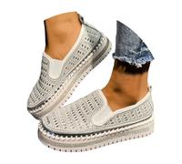 Generisch Women's Sparkling Round Toe Comfortable Lightweight Everyday Rhinestone Slipper, White, 9 UK