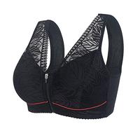 Generisch Women's Sports Bra, Push Up, Full Coverage, Adjustable Strap, Wired, Racerback, Black, Plus Size, Yoga, Workout & Training