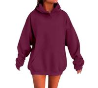 Generisch Women's Sports Jacket Hooded Jacket Plain Hoodie for Women with Overcut Shoulder Pockets Comfortable Stylish Sweatshirt Top Drawstring Hoodie, RD4, XS