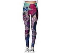 Generisch Women's Sports Leggings Butterfly Printed Trousers Gaiters for Gaiters Christmas Santa Snowman Gaiters Running Patent Leggings Women Black, E, XL