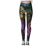 Generisch Women's Sports Leggings Butterfly Printed Trousers Gaiters for Gaiters Christmas Santa Snowman Gaiters Running Patent Leggings Women Black, F, XL