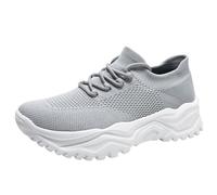 Generisch Women's Sports Leisure Shoes, Sports Shoes, Women's White Platform, Mesh, Breathable, Plain Platform, Soft, Thick Sole, Comfortable Shoes, Winter, Hiking Shoes, Lightweight, gray, 2/2.5 UK