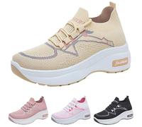 Generisch Women's Sports Shoes, Running Shoes, Knitted Tread Sole, Road Running Shoes, Cushioning, Lightweight Walking Shoes, Pain Relief Shoes, Trainers, Orthopaedic Training Shoes, beige, 5 UK