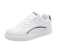 Generisch Women's Sports Shoes with Fashionable Pattern, Plain Design, Flat Sole for High Lace Closure, Versatile Casual Shoes for All Seasons, black, 5 UK