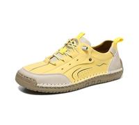 Generisch Women's Sporty Leather Slip-On Stretch Insert, yellow, 5 UK