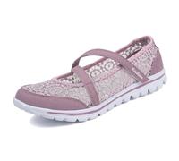 Generisch Women's Spring and Summer Fly Weaving Breathable Women's Shoes Flat Bottom One Foot Stirrup Fashion Leisure, Light purple, 8.5 UK