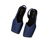 Generisch Women's Square Toe Slingbacks Closed Low Orthopaedic Shoes Slip On Mules Casual Summer Platform Roman Sandals, blue, 2/2.5 UK