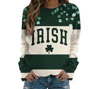 Generisch Women's St. Patrick's Day Long Sleeve Shirt with Sequin Pattern in Green Pair Hoodie for Two, Green, XL