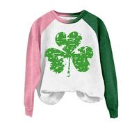 Generisch Women's St Patricks Day Shirt, Casual Long Sleeve Sweatshirt, Graphic, Funny Letter Print Top, Cool Clothes, White, 3XL