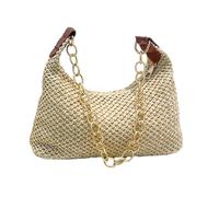 Generisch Women's Straw Shoulder Bag - Small Summer Handbag | Handbag | For Holiday Travel Wedding Party Work Shopping Everyday Leisure Excursion Office Market Lake City, brown, Siehe