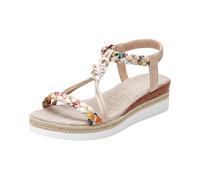 Generisch Women's Summer Boho Platform Sandals with Elastic Band for Casual Sandals that are Comfortable and Stylish for Everyone, beige, 7 UK