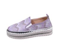 Generisch Women's Summer Comfortable Glittery Round Toe Shoes - Comfortable Lightweight Everyday Loafers, purple, 6 UK