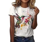 Generisch Women's Summer Fashion Casual Printed Short Sleeve O Neck Pullover Tops Women's Top Glitter, pink, XXL