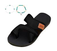 Generisch Women's Summer Fashion Fabric Flip Flops Outdoor Casual Comfortable Beach Slippers Lightweight Slippers with Non-Slip Sole for Holiday Leisure, black, 5 UK