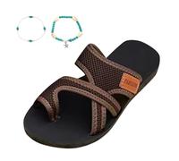 Generisch Women's Summer Fashion Fabric Flip Flops Outdoor Casual Comfortable Beach Slippers Lightweight Slippers with Non-Slip Sole for Holiday Leisure, coffee, 7 UK