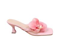 Generisch Womens Summer Floral Square Toe Stiletto Toe Separator Sandals Large Sizes Comfortable Elegant, pink, 4 UK