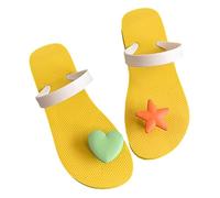 Generisch Women's Summer Footwear Ankle High Flip Flops with Massage Effect Non-Slip Sole Ideal for Beach Holidays Sea Versatile Combinable Comfortable for Everyone, yellow, 6 UK