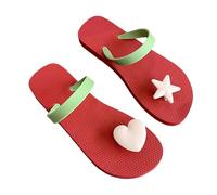 Generisch Women's Summer Footwear Ankle High Flip Flops with Massage Effect Non-Slip Sole Ideal for Beach Holidays Sea Versatile Combinable Comfortable for Everyone, red, 6 UK