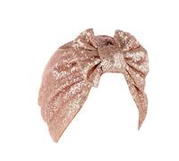 Generisch Women's Summer Headwear with Sequins Bow Turban Beanie Hat Sleep Cap Women Headwear Classic Hats for Dance Floor Headwrap, Rose Gold, One Size