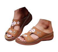 Generisch Women's Summer Mules Wide Feet Orthopaedic Shoes Slippers Bath Sandals Summer Shoes with Footbed Lightweight Width H Slippers Non-Slip Slides Beach Shoes, brown, 10 UK
