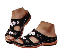 Generisch Women's Summer Mules Wide Feet Orthopaedic Shoes Slippers Bath Sandals Summer Shoes with Footbed Lightweight Width H Slippers Non-Slip Slides Beach Shoes, black, 7 UK