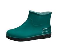 Generisch Women's Summer Rain Boots Women's Short Shaft Flat Ankle Boots Plain Ankle Boots Wide Feet Garden Shoes Wear-resistant Ankle Boots Waterproof Wellington Boots, Green, 4 UK