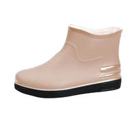 Generisch Women's Summer Rain Boots Women's Short Shaft Flat Ankle Boots Wear-Resistant Ankle Boots Waterproof Wellington Boots Plain Ankle Boots Wide Feet Garden Shoes, khaki, 8 UK
