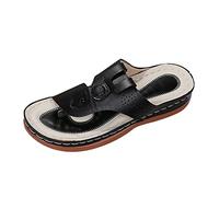 Generisch Women's Summer Roman Comfy Sandals Flat Bottom Slip On Clip Toe Flip Flops Sandals with Open Arch Support, black, 7 UK