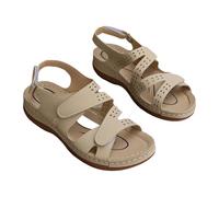 Generisch Women's Summer Sandals with Heel, Closed Front, Elegant for Wide Feet, Summer Shoes with Fastening, Outdoor for Hiking and Travel, beige, 9 UK