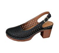 Generisch Women's Summer Sandals with Heel, Comfortable Slip-On Shoes, black, 5 UK