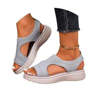 Generisch Women's Summer Shoes, Casual Platform Sandals with Mesh Inserts on the Toe, Open Toe Profile, Breathable, Comfortable Heel, Versatile for Warm Days, Holidays, gray, 8 UK
