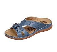 Generisch Women's Summer Slippers Floral Cutouts Massage Insole for Comfortable Days at the Beach in Leisure, blue, 10 UK