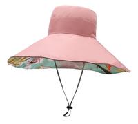 Generisch Women's Sun Hat with Wide Brim Ideal for Holiday Leisure Reversible Design Easy Care Stylish Perfect Companion on the Beach, pink, One Size