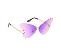Generisch Women's Sunglasses Frameless Butterfly Style - Oversize UV400 Sunglasses in Gold | Fashionable Butterfly Shades for Summer Holiday & Festival | Elegant Ac Sunglasses with Metal Frame