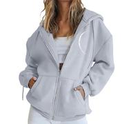 Generisch Women's Sweat Jacket with Hood Long Sleeve Hoodie Sweatshirt Zip Sport Short Jacket Crop Zip Hoodie, Women's Pullover Red, S/M/ML/XL/XXL/3XL/4XL/5XL, Grey-5, L