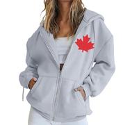 Generisch Women's Sweat Jacket with Hood Long Sleeve Hoodie Sweatshirt Zip Sport Short Jacket Crop Zip Hoodie, Women's Pullover Red, S/M/ML/XL/XXL/3XL/4XL/5XL, Grey-1, XXL
