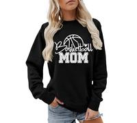 Generisch Women's Sweatshirt for Basketball Mothers - Casual Jumper with 'Basketball Mom' Saying | Top for Proud Mothers on the Edge of the Pitch, style_m02 black, S