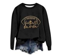 Generisch Women's Sweatshirt for Football Mothers - Casual Jumper with 'Football Mom' Saying | Top for Proud Mothers on the Edge of the Pitch, Style_p01 Black, XXL