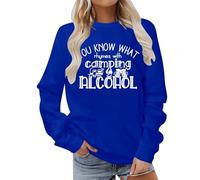 Generisch Women's Sweatshirt with Funny Camping Saying - Long Sleeve Pullover for Outdoor Fans | Casual Top with Humorous Alcohol Theme, style_v03 blue, XXL