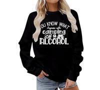 Generisch Women's Sweatshirt with Funny Camping Saying - Long Sleeve Pullover for Outdoor Fans | Casual Top with Humorous Alcohol Theme, style_v02 black, L