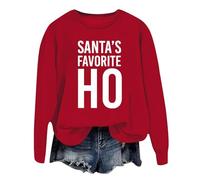 Generisch Women's Sweatshirt with Funny Christmas Saying - Long Sleeve Jumper with 'Santa's Favorite Ho' Print | Funny Top for the Christmas Season, style_s09 red, XXL