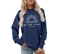 Generisch Women's Sweatshirt with Inspirational Message - Jumper with Christian Saying and Sun Graphic | Faith & Hope Top, style_i04 blue, L