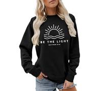 Generisch Women's Sweatshirt with Inspirational Message - Jumper with Christian Saying and Sun Graphic | Faith & Hope Top, style_i02 black, L